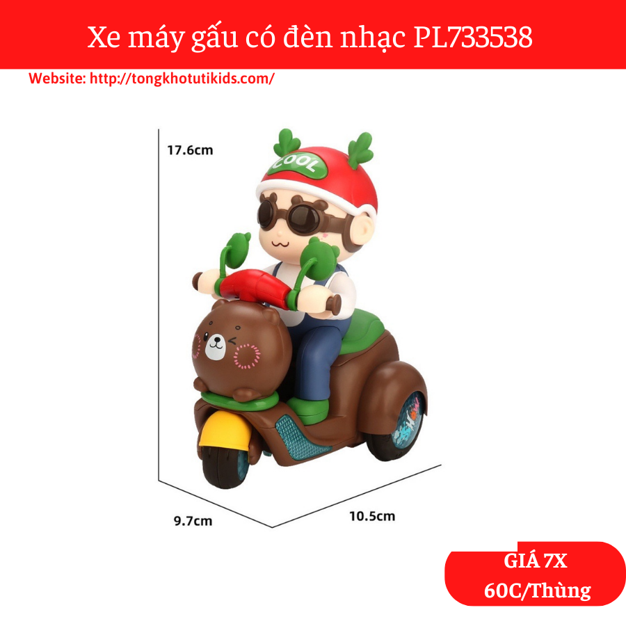 Xe máy gấu có đèn nhạc 8811-2(60 bộ/thùng)