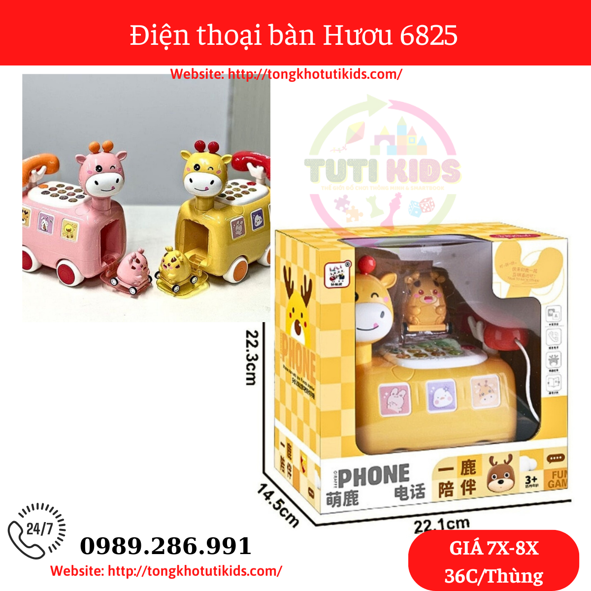Điện thoại ô tô hươu VÀNG, HỒNG mã 6825