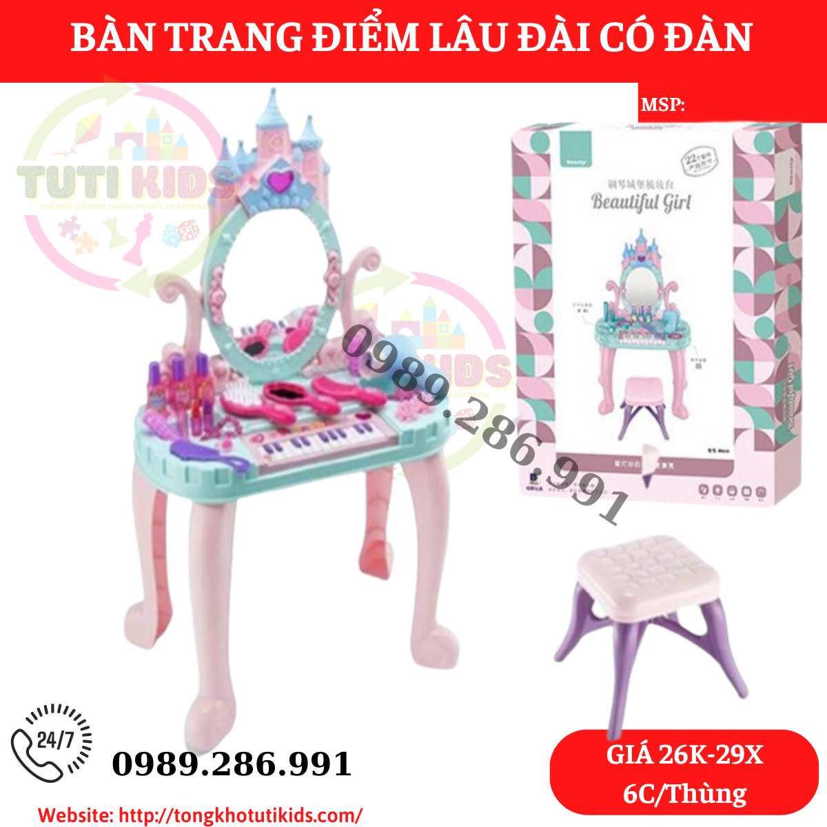 Bàn Trang điểm Lâu Đài(6 bộ/thùng)