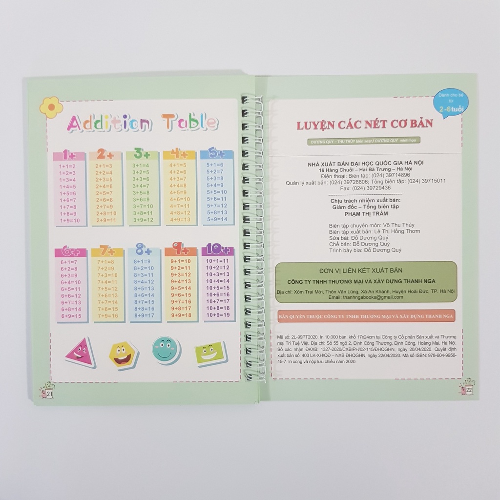 Vở tập viết mực tự xóa Thanh Nga set 3 cuốn
