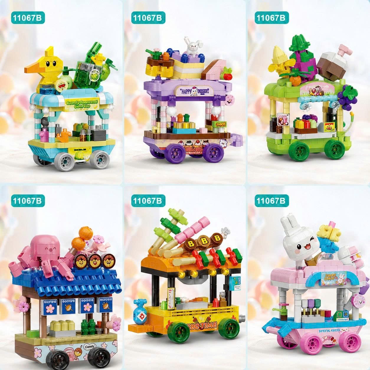 Bộ xếp hình quầy ăn vặt mini mã 11067B (bán khay 12 hộp)