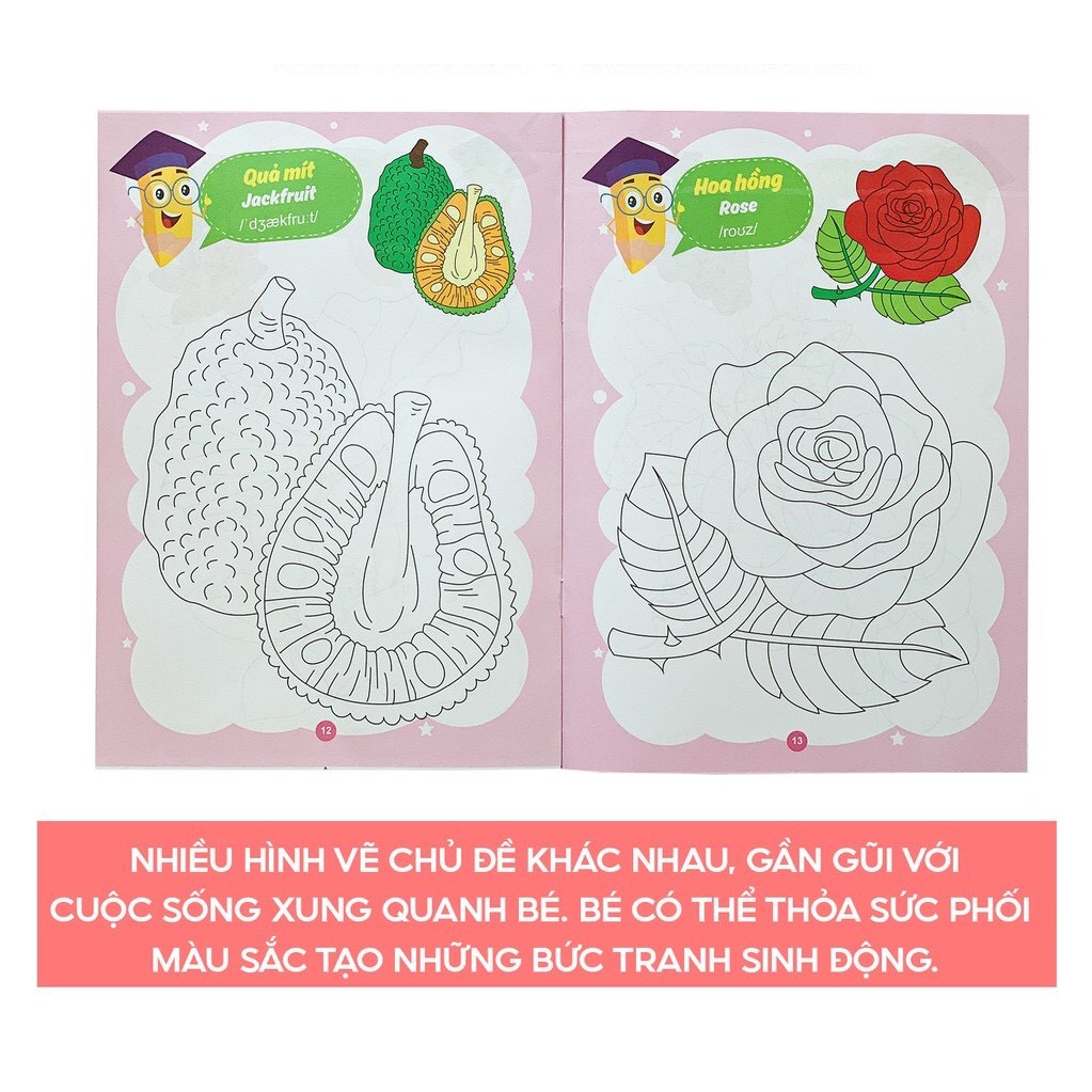 Bộ tô màu cho bé 4-5 tuổi, theo chủ để, bộ 8 cuốn
