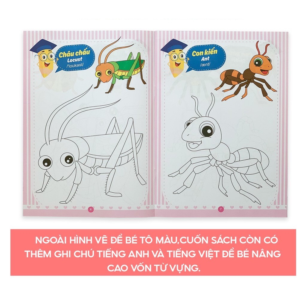 Bộ tô màu cho bé 4-5 tuổi, theo chủ để, bộ 8 cuốn