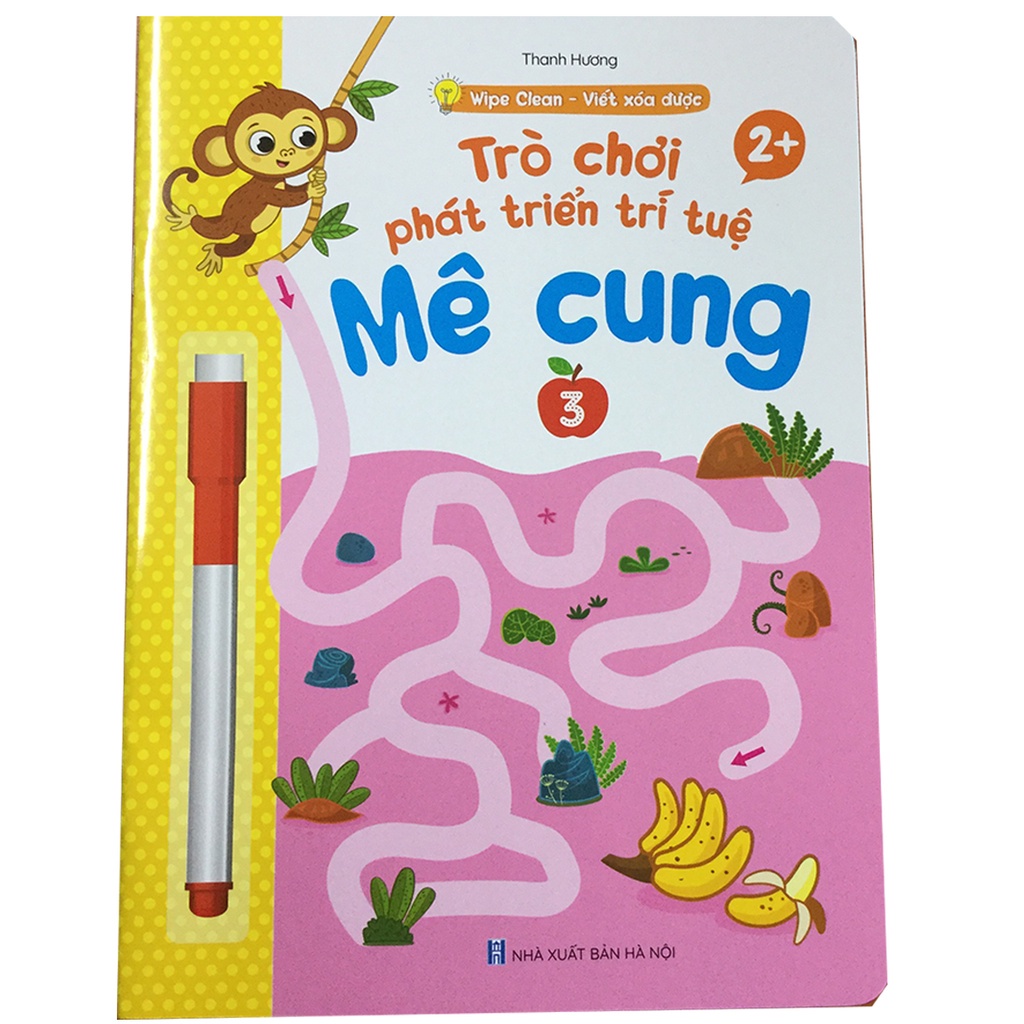 Bộ trò chơi mê cung phát triển trí tuệ 1234 (Bộ 4 cuốn tặng kèm 2 bút có đầu xóa)