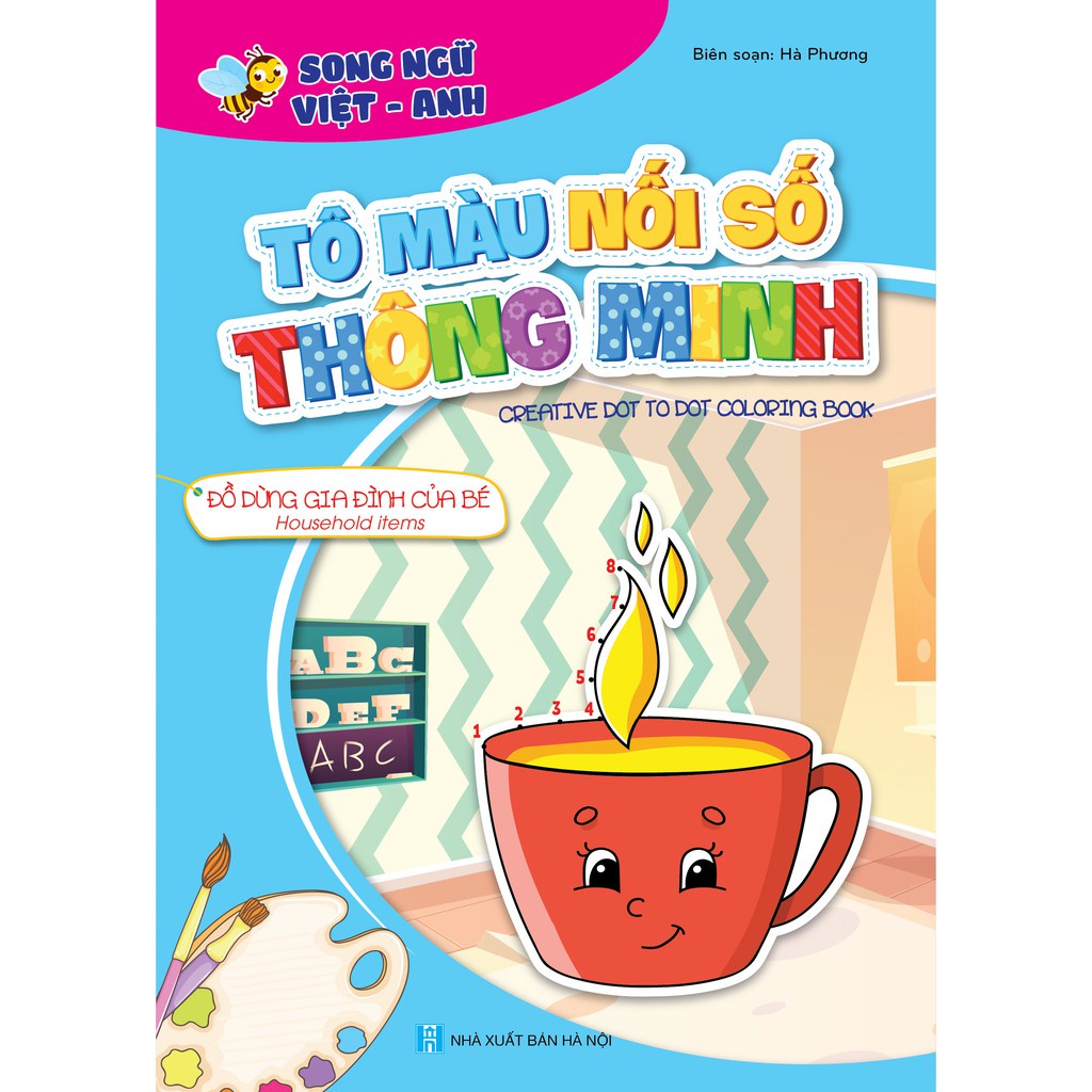 Bộ tô màu nối số thông minh cho trẻ 3-6t, túi 8 cuốn