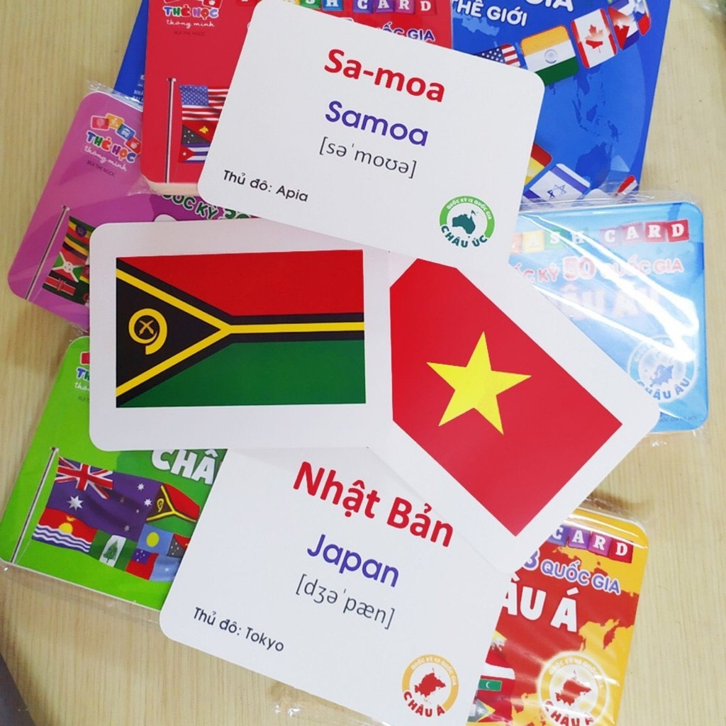 Flash card quốc kỳ các quốc gia trên thế giới - HỘP VÀNG