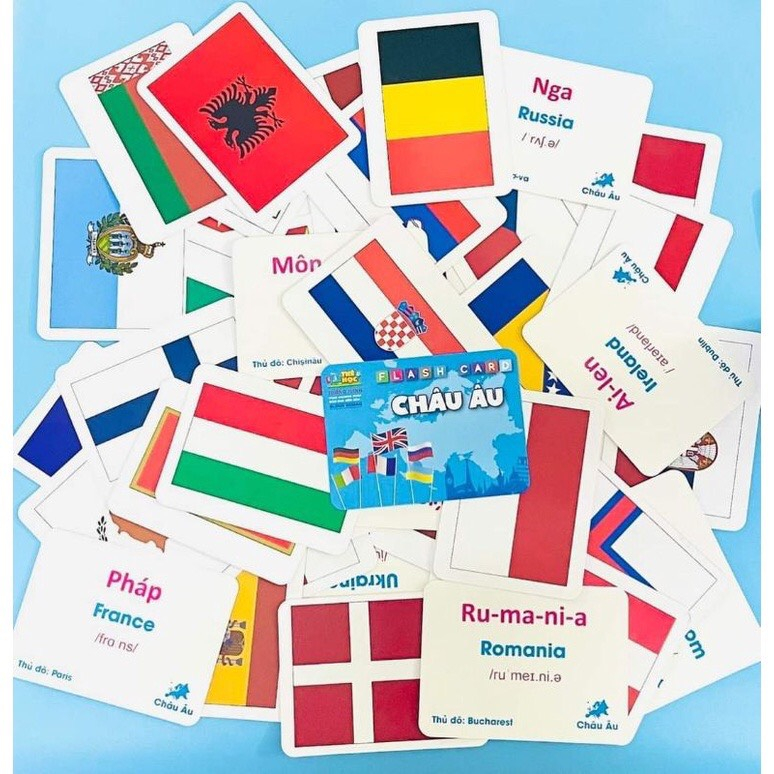 Flash card quốc kỳ các quốc gia trên thế giới - HỘP VÀNG