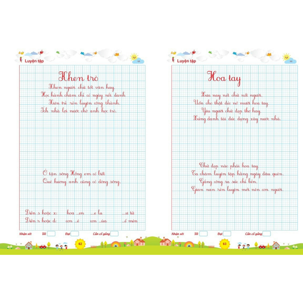 Luyện viết chữ hoa, chữ 1 ly