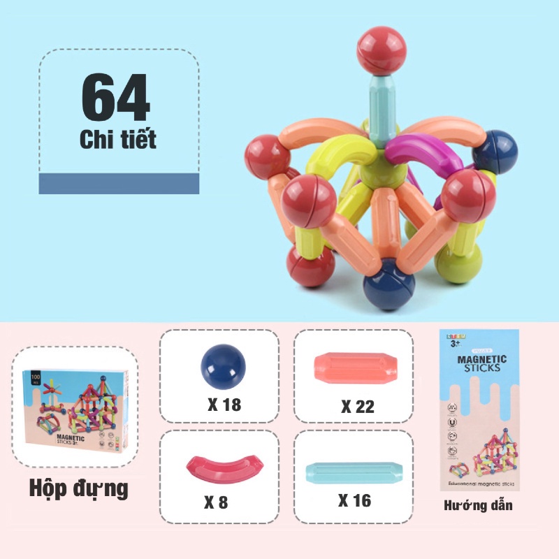 Nam châm 64 Chi tiết(24 bộ/thùng)