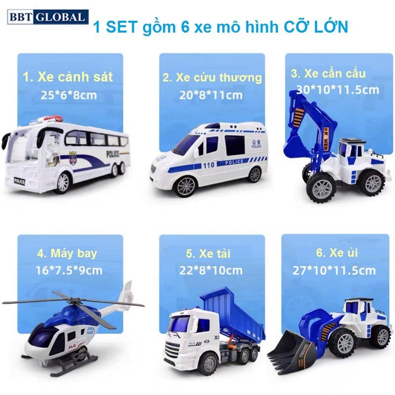 Set 6 xe cảnh sát XLQ-6J(12 bộ/thùng)
