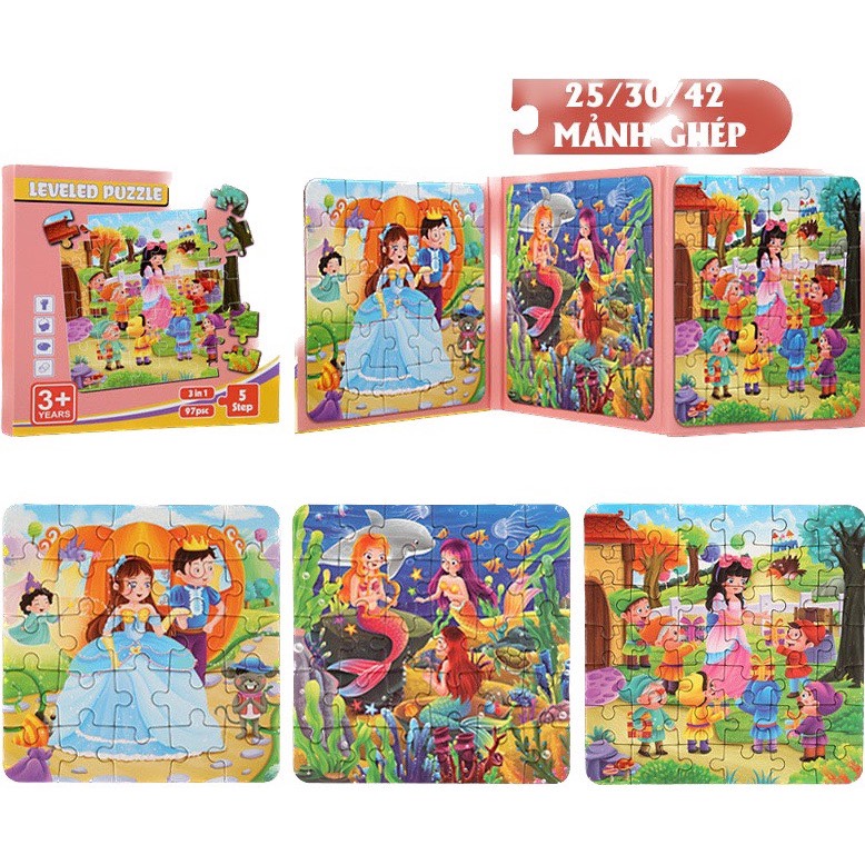 Xếp Hình nam Châm Puzzle tranh ghép 3in1 (40 bộ/thùng)