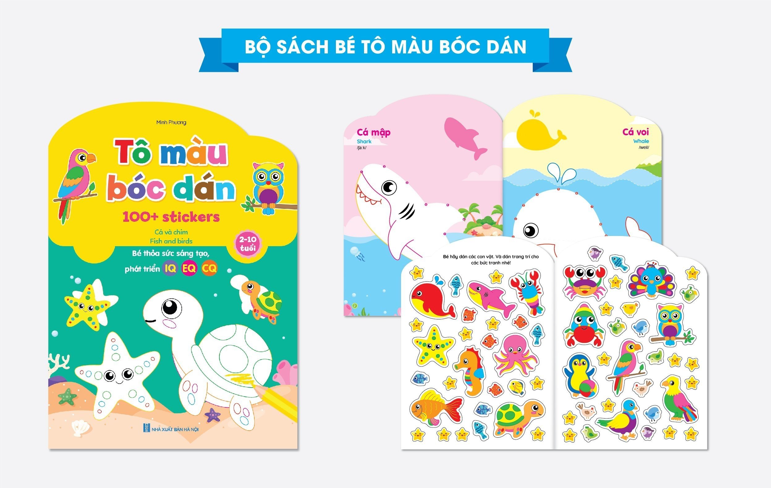 Bộ sách tô  màu bóc dán 100+ sticker