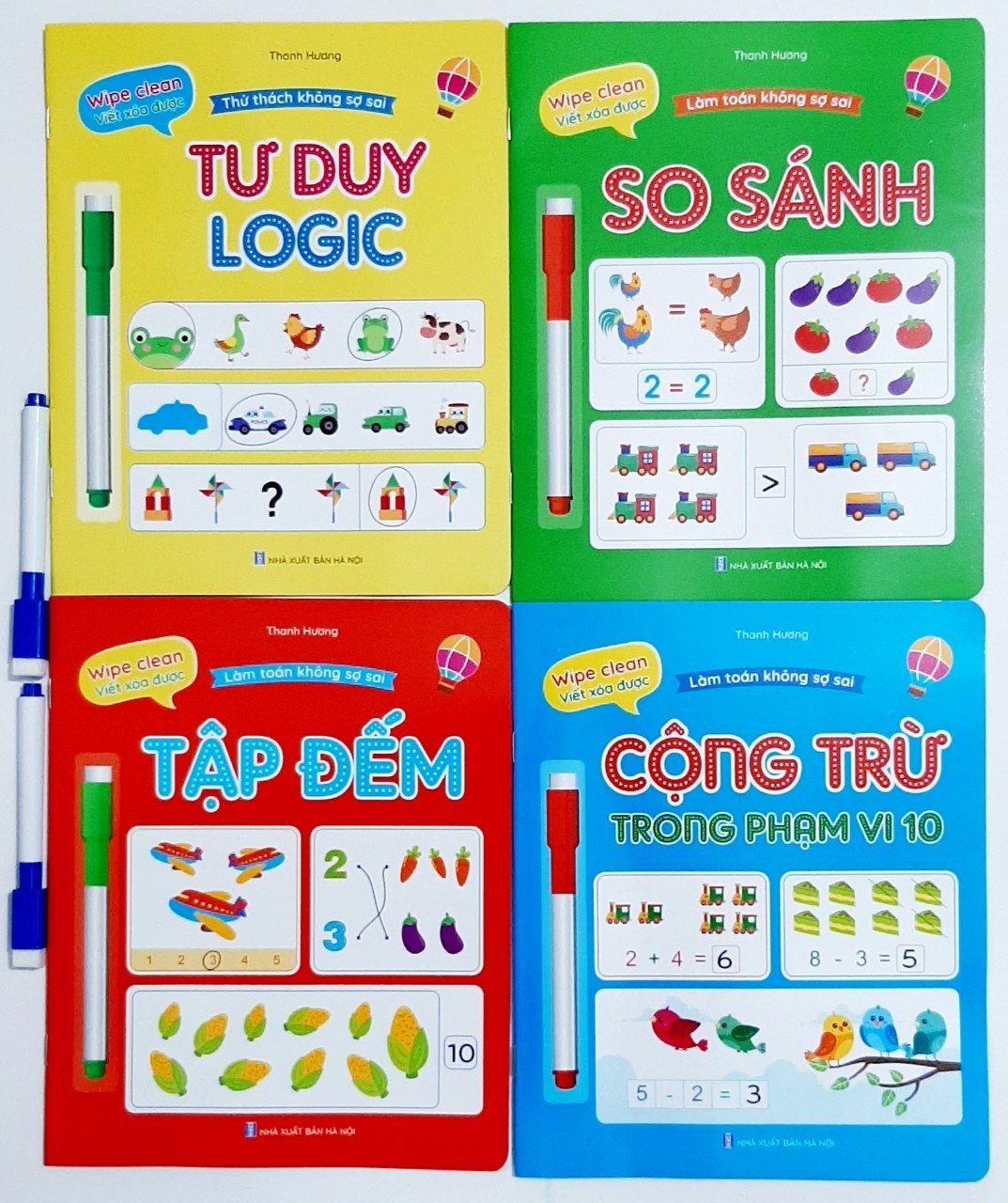 Bộ làm toán không sợ sai 4 cuốn tặng kèm 2 bút có đầu xóa