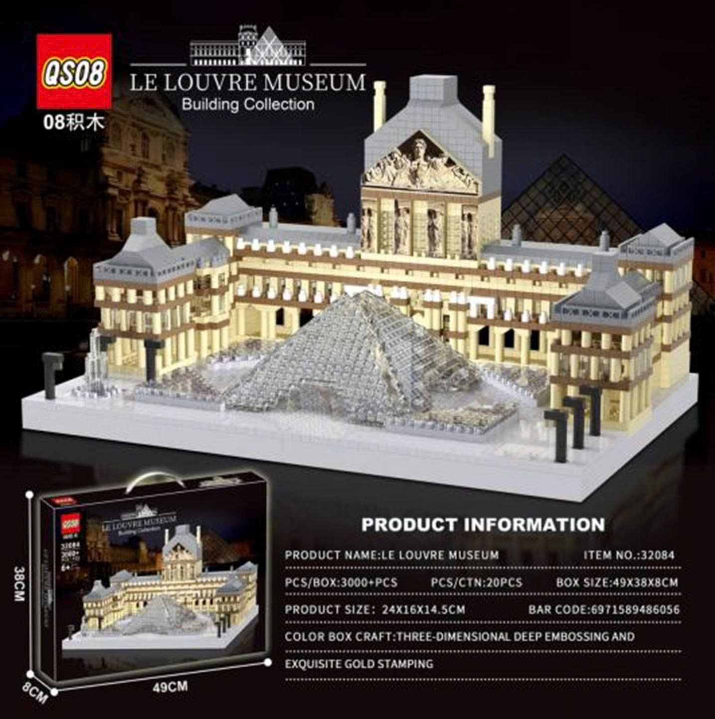Lắp ráp Bảo tàng Louvre 3000pcs mã 32084