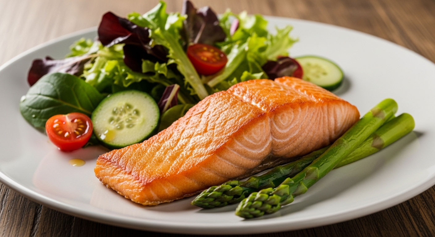 cá hồi áp chảo ăn kèm