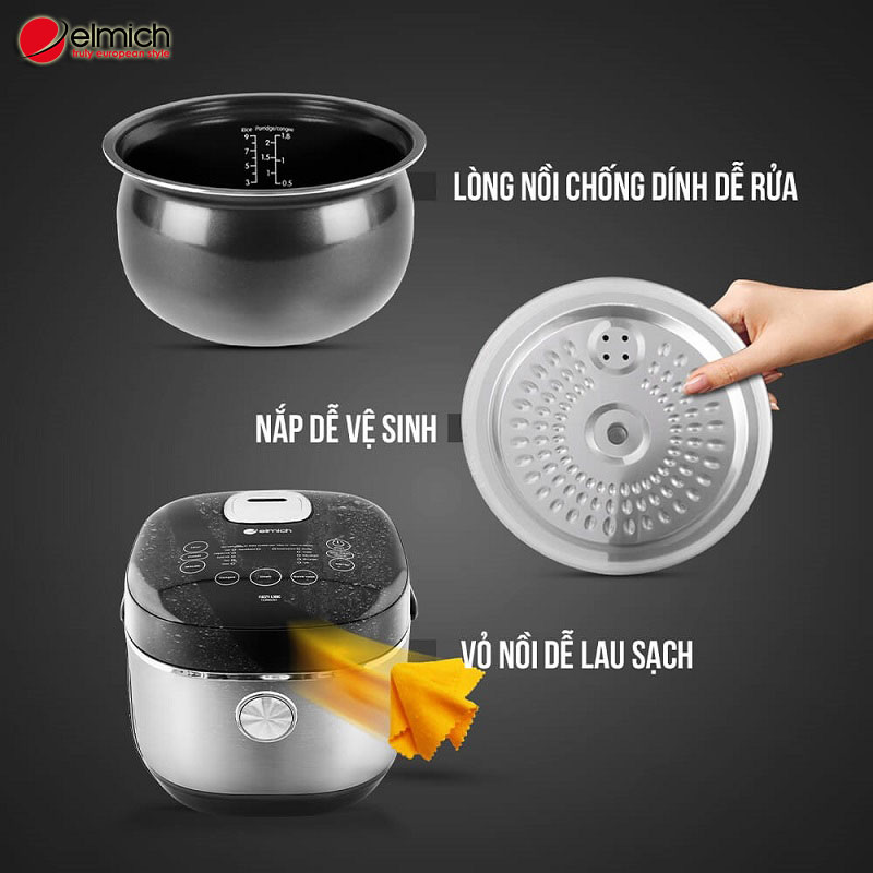 Hình 1: Cách vệ sinh nồi cơm điện nắp liền khá đơn giản