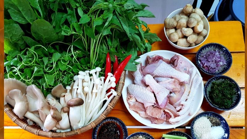 1: Những nguyên liệu quan trọng, không thể thiếu cho món lẩu gà này
