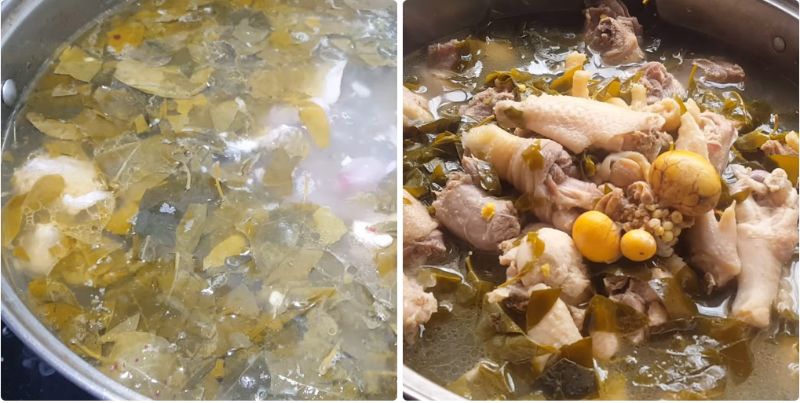 Ảnh 9: Đun kỹ một chút để lá giang chín, ngấm vị chua nhẹ của nó vào trong nước lẩu