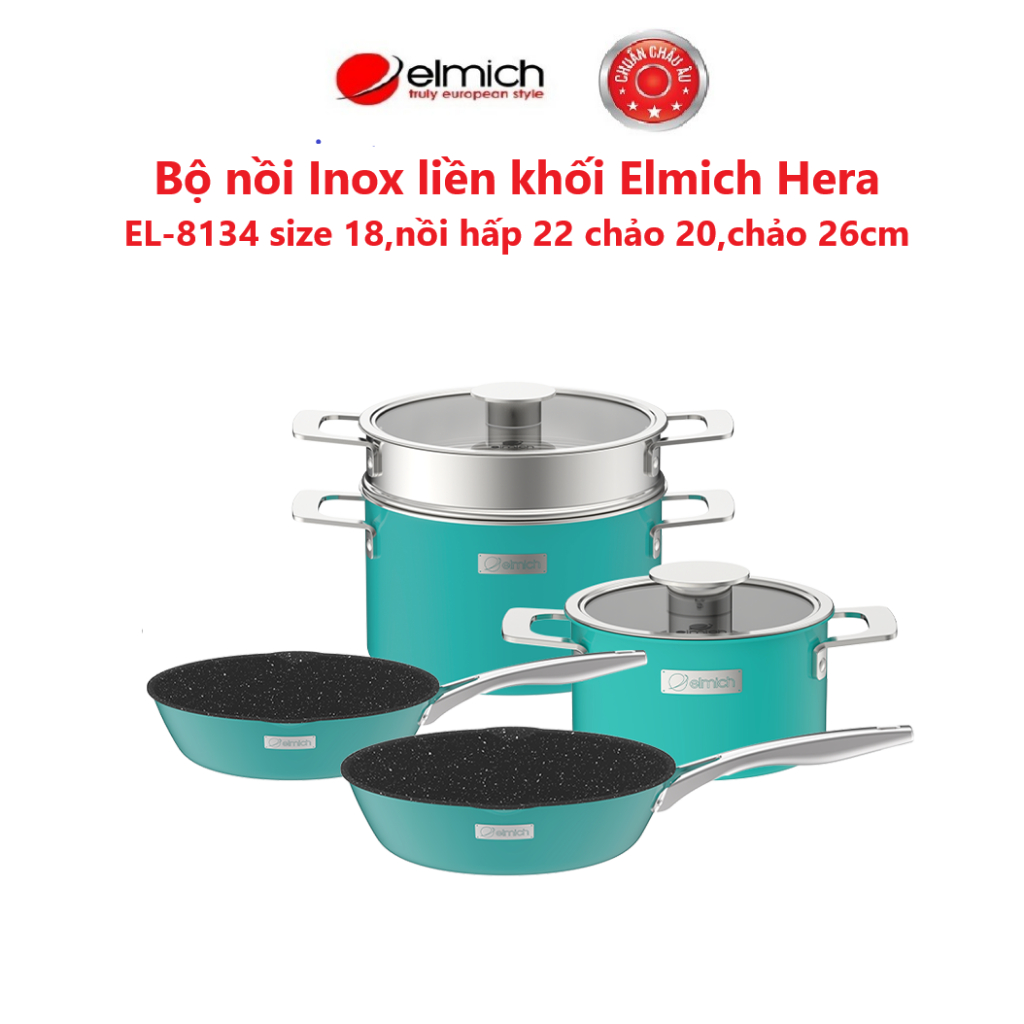 bộ nồi chảo kèm nồi hấp elmich hera