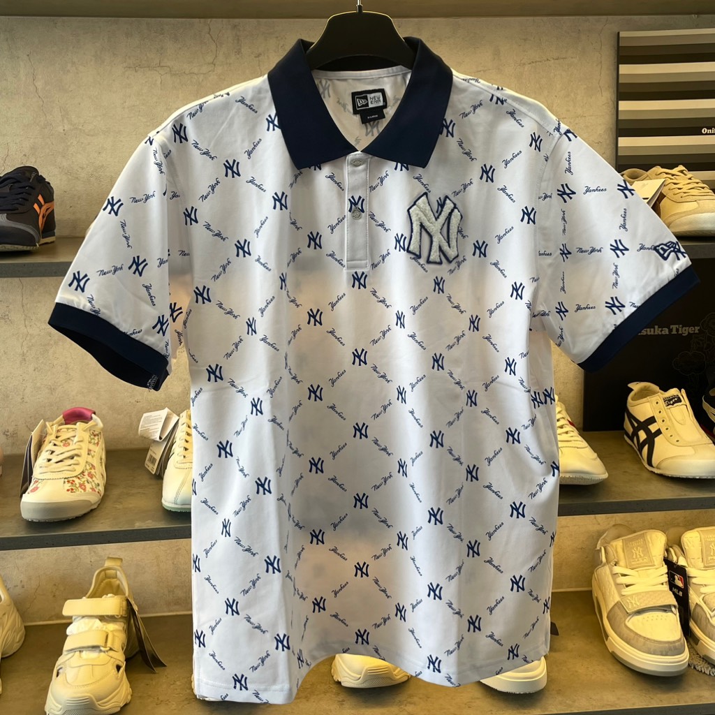 Áo New Era Polo Trắng Viền Xanh