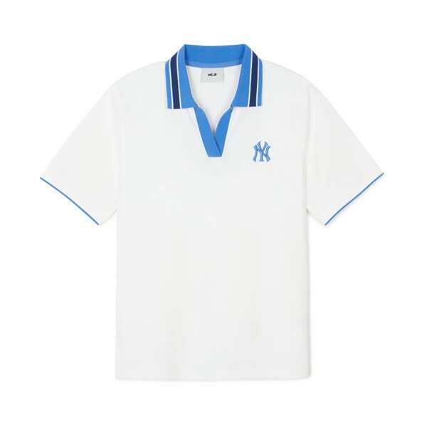 Áo MLB Polo White Blue 3FPQB0343GP001