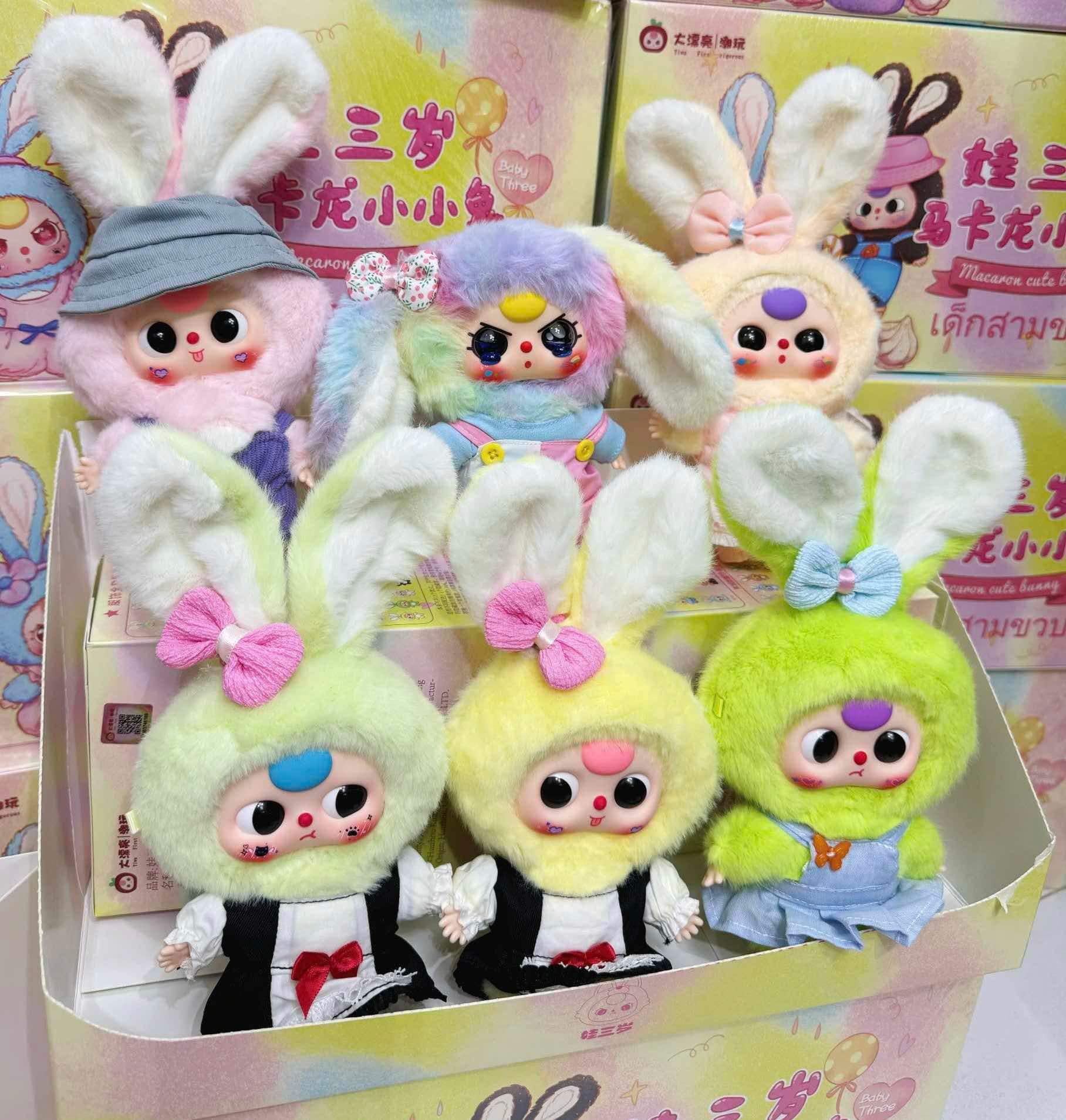 Móc khóa Gấu bông Baby Three Macaron Bunny