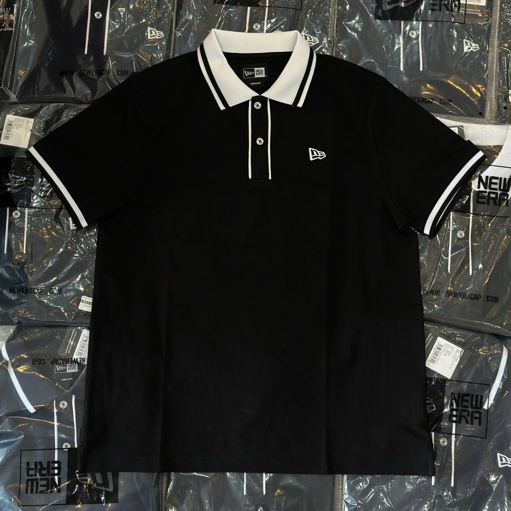 Áo New Era Polo Đen Viền Trắng 13365841