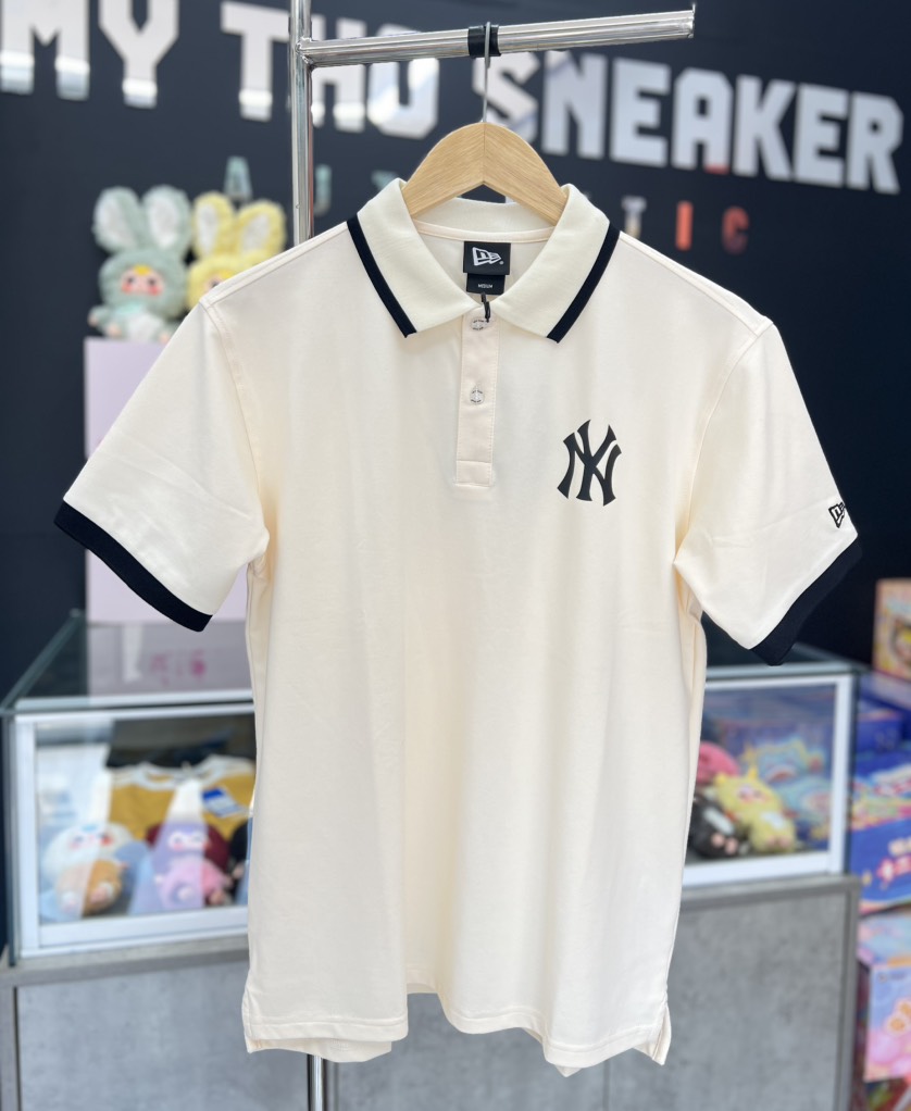 Áo New Era Polo Begie Viền Đen