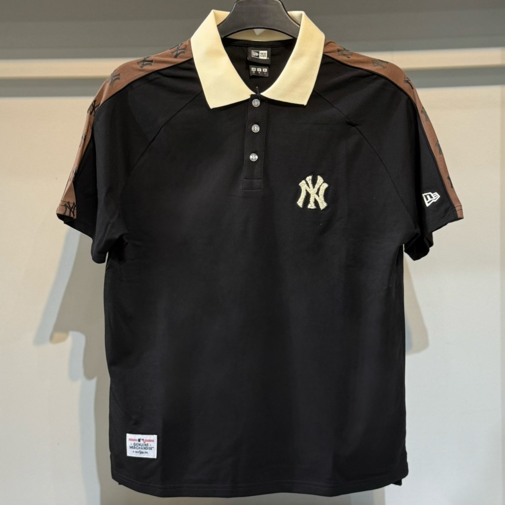 Áo New Era Polo Đen Viền Nâu NY
