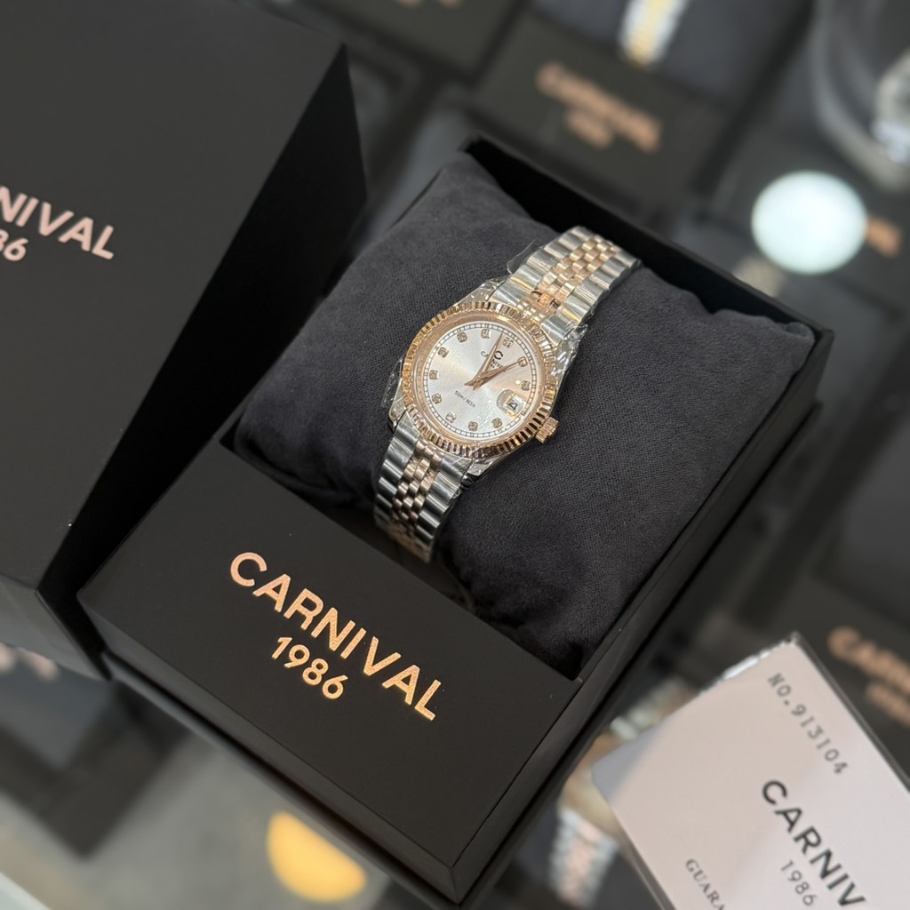 Carnival Wrist Watch White Rose Gold Size 33