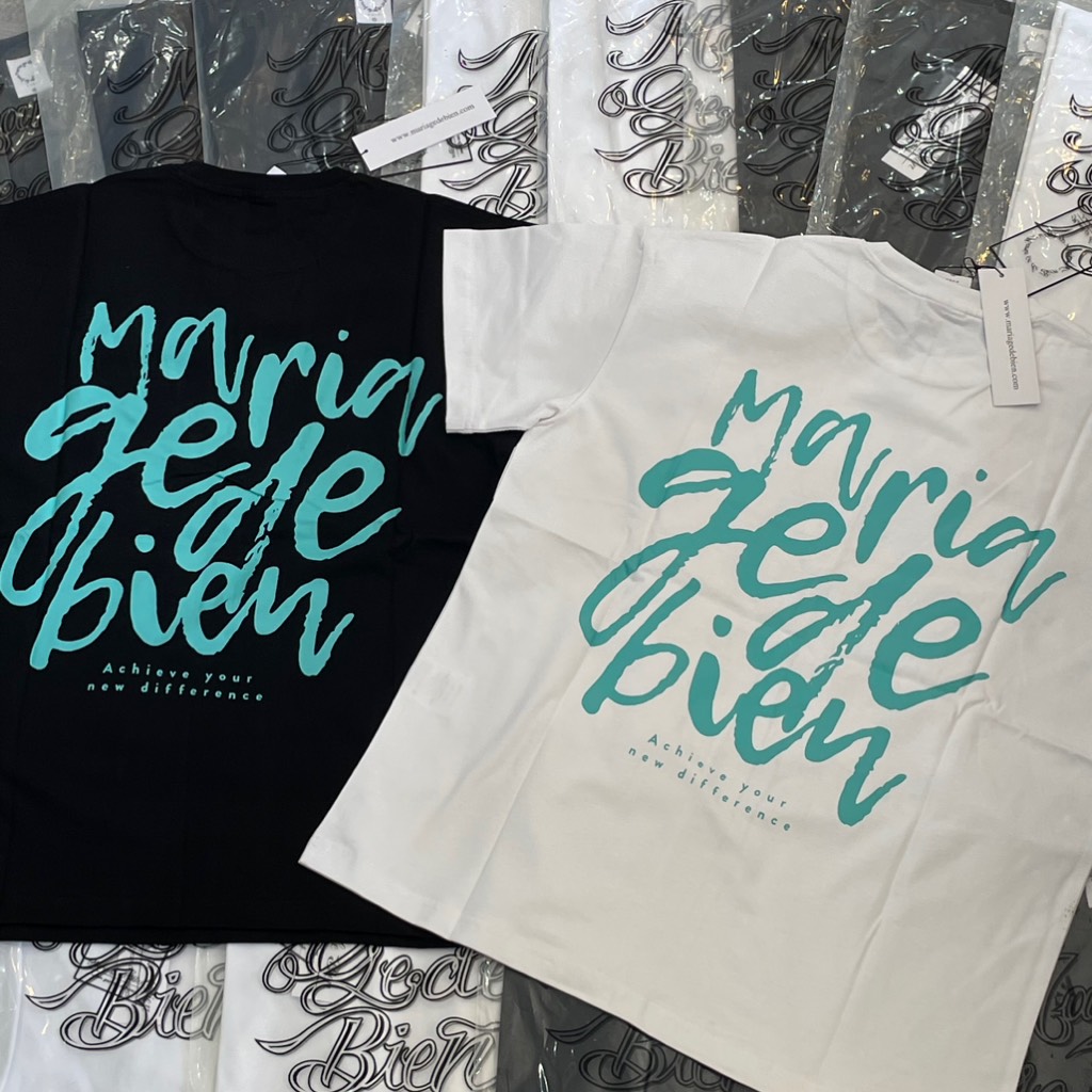 Áo Maria Ge De Bien Đen Chữ Xanh Dương