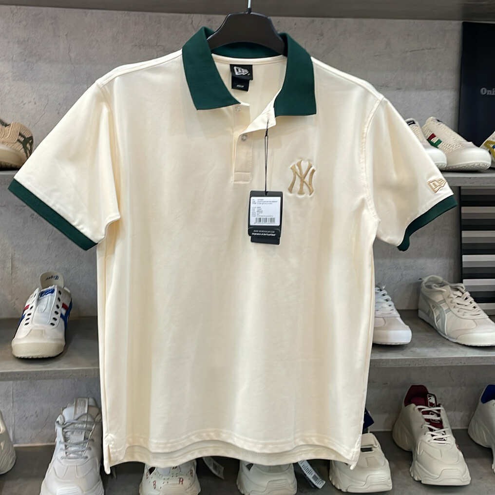 Áo Polo Begie Cổ Xanh Lá