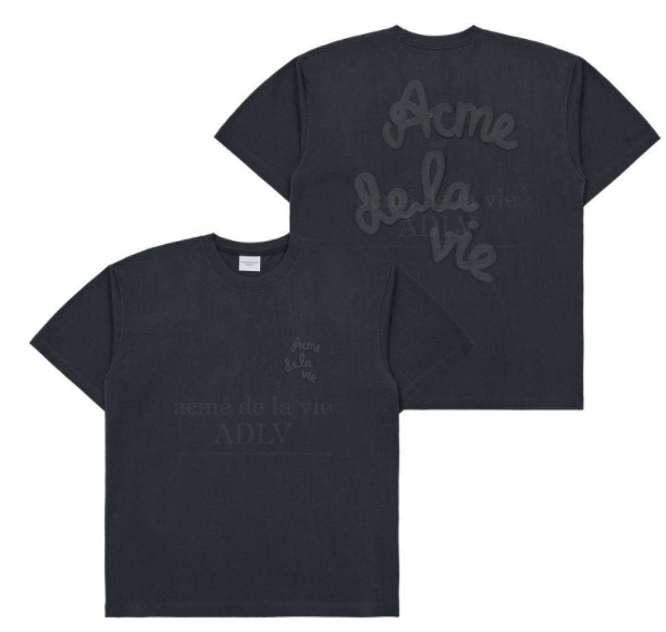 ADLV EMBOSSING SCRIPT LOGO SHORT SLEEVE T-SHIRT CHARCOAL