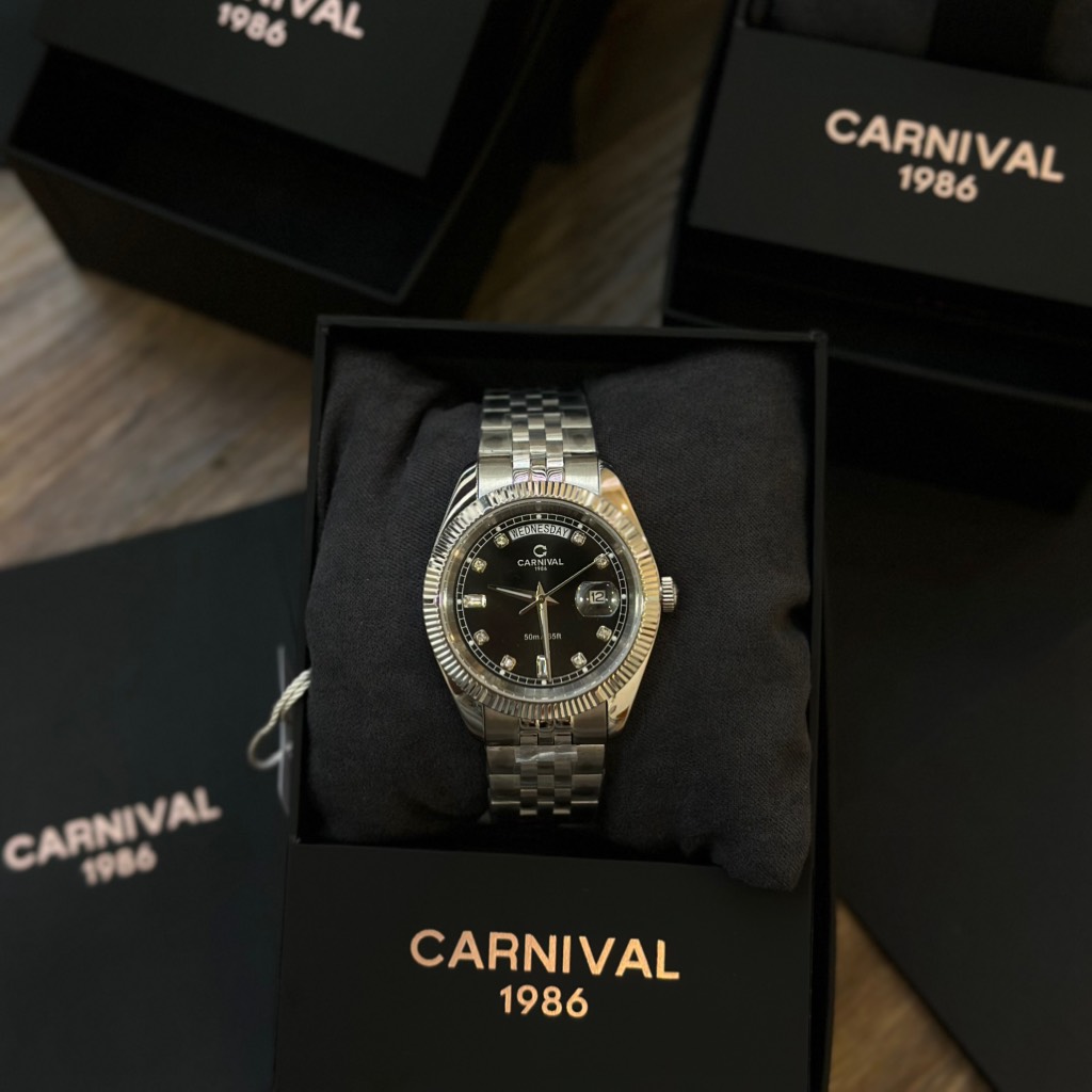 Carnival Quatz Wrist Watch Black White 8190G