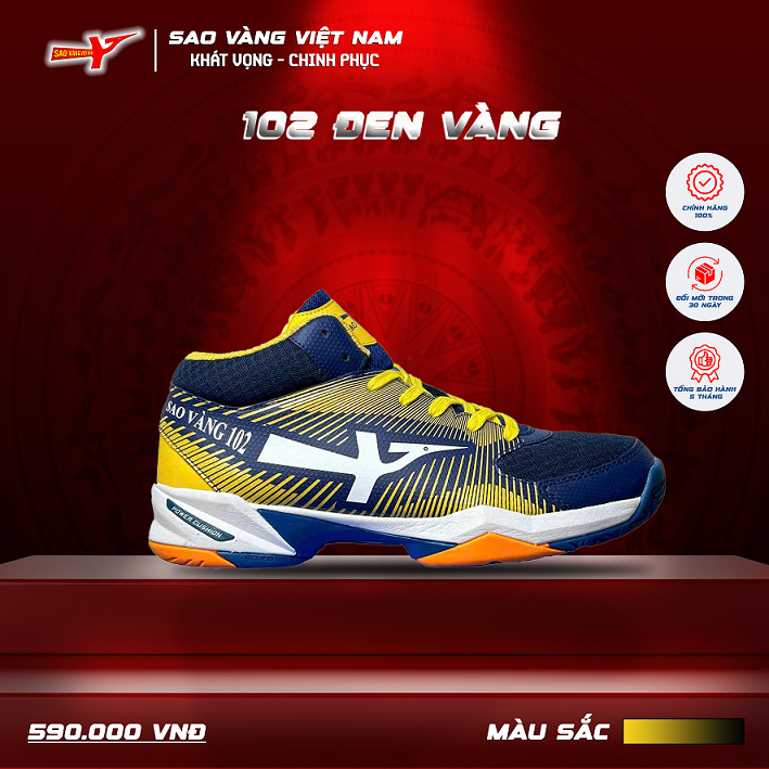 SAO VÀNG 102 ĐEN VÀNG - FREESHIP VÀ TẶNG KÈM 1 ĐÔI TẤT, 1 ĐÔI LÓT, 1 ĐÔI DÂY