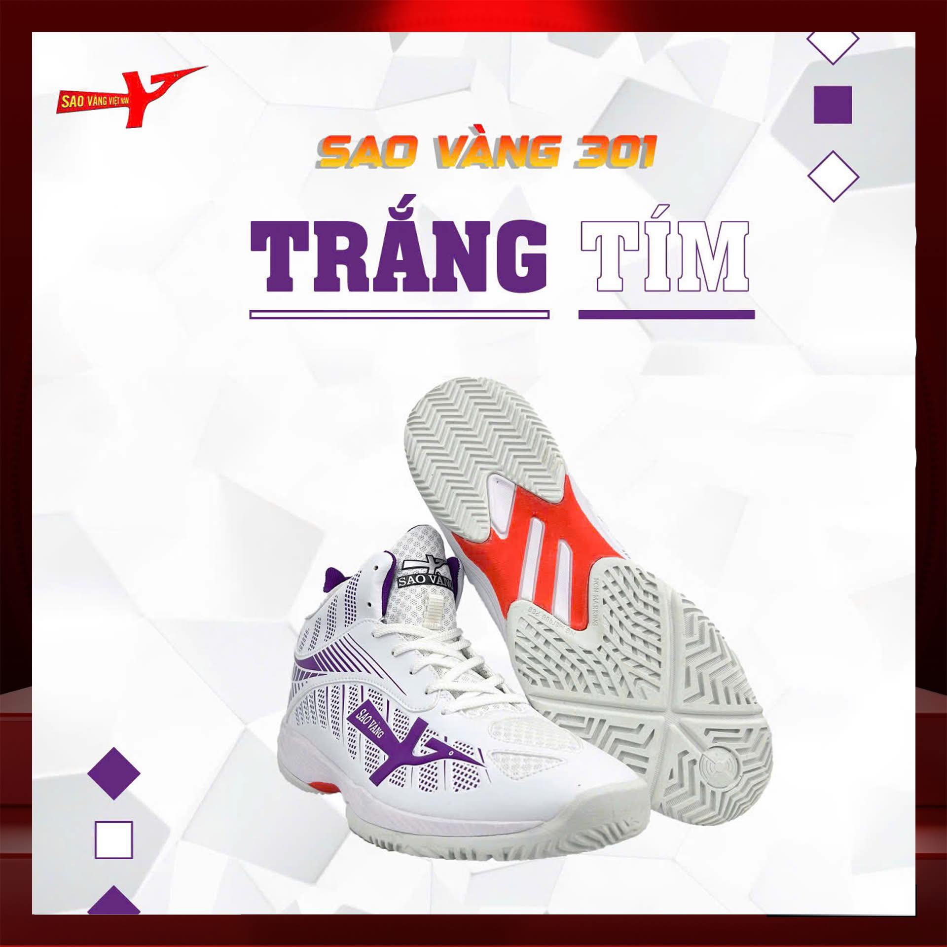 SAO VÀNG 301 TRẮNG TÍM - FREESHIP VÀ TẶNG KÈM 1 ĐÔI TẤT, 1 ĐÔI LÓT, 1 ĐÔI DÂY