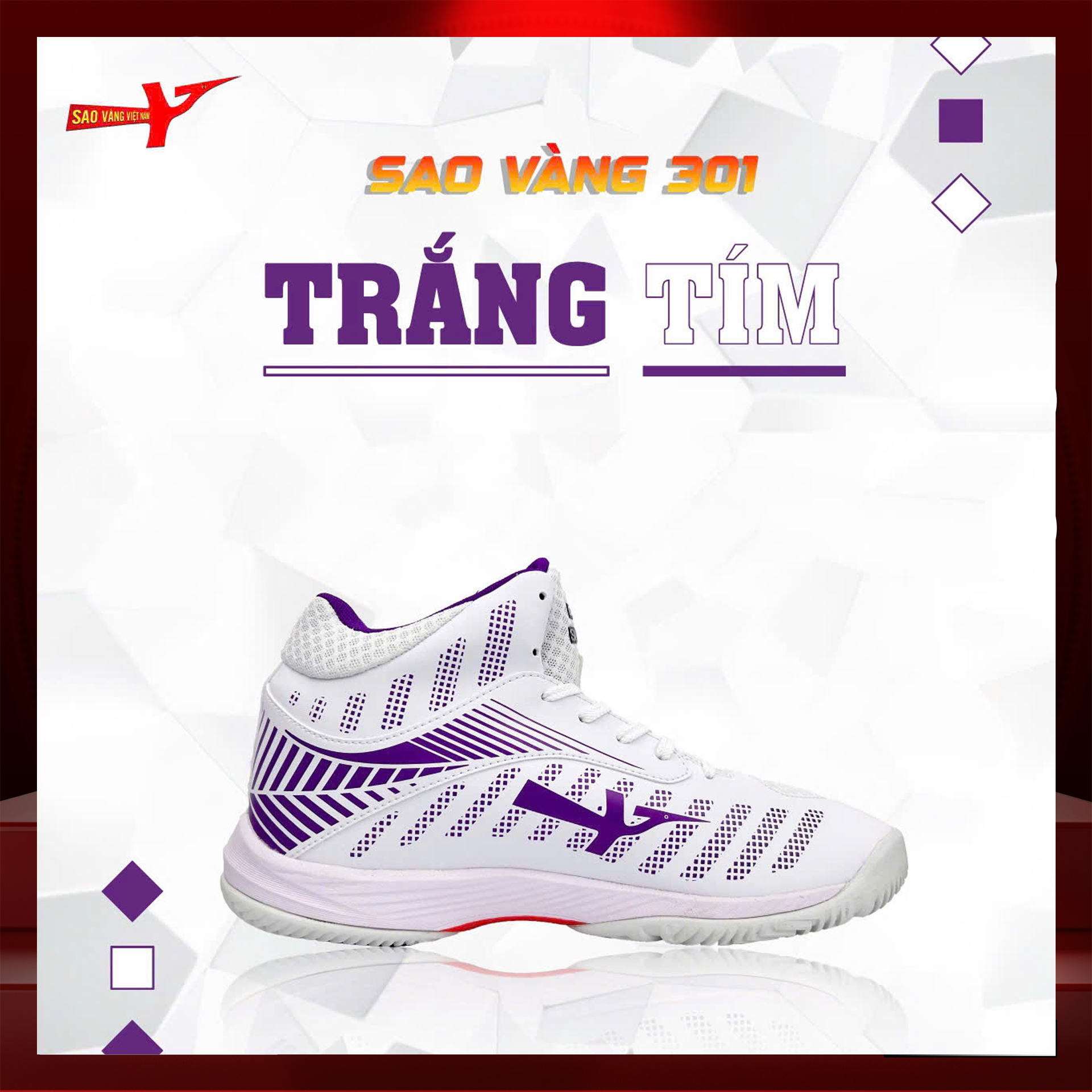 SAO VÀNG 301 TRẮNG TÍM - FREESHIP VÀ TẶNG KÈM 1 ĐÔI TẤT, 1 ĐÔI LÓT, 1 ĐÔI DÂY