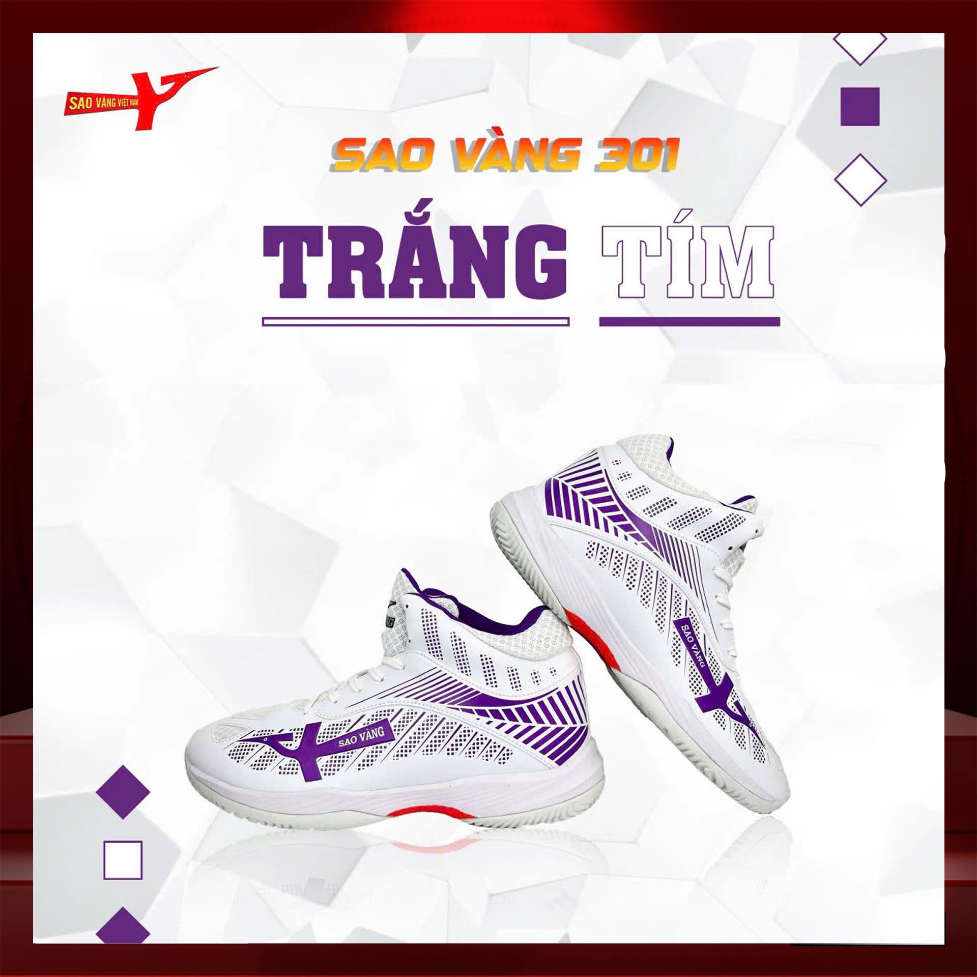 SAO VÀNG 301 TRẮNG TÍM - FREESHIP VÀ TẶNG KÈM 1 ĐÔI TẤT, 1 ĐÔI LÓT, 1 ĐÔI DÂY