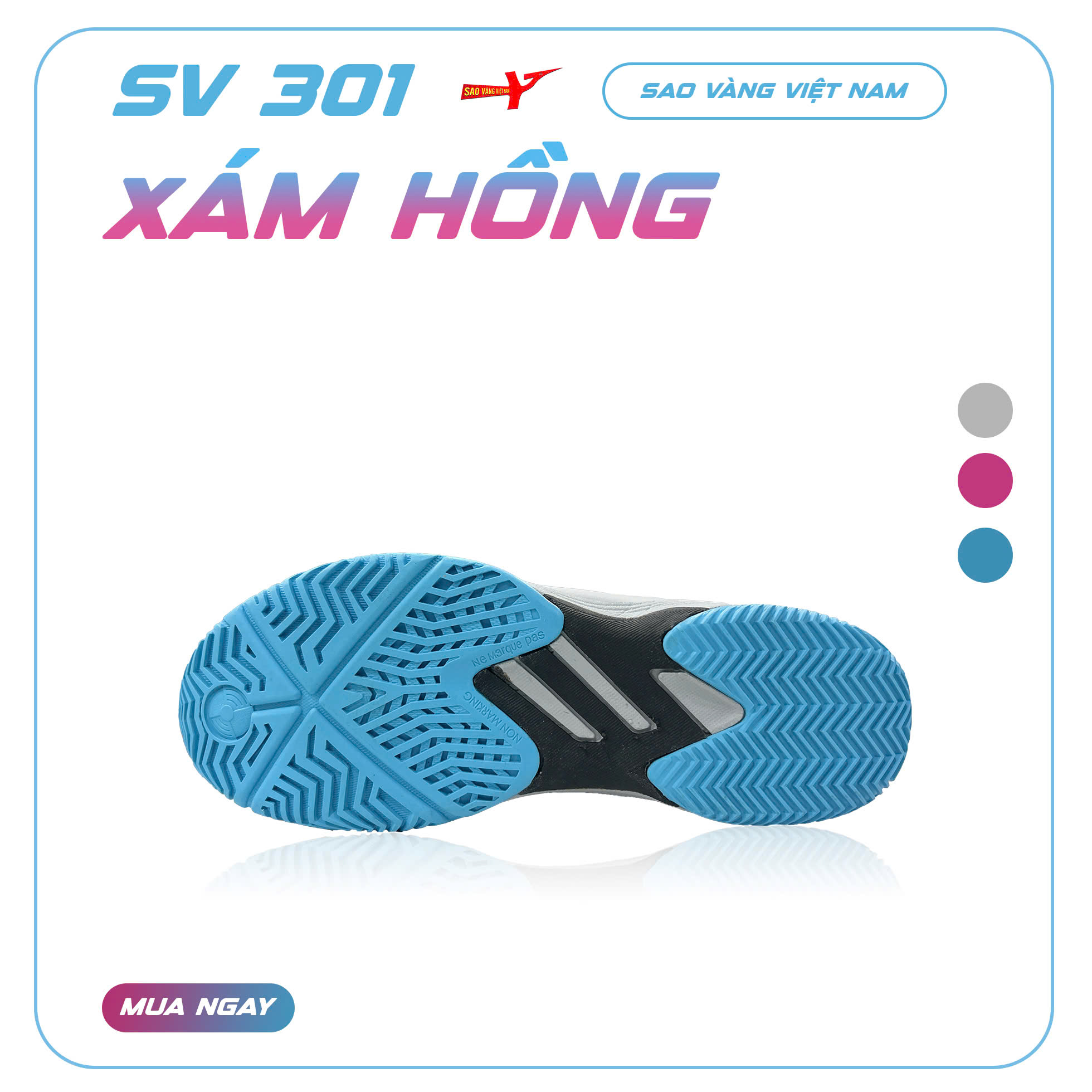 SAO VÀNG 301 XÁM HỒNG - FREESHIP VÀ TẶNG KÈM 1 ĐÔI TẤT, 1 ĐÔI LÓT, 1 ĐÔI DÂY