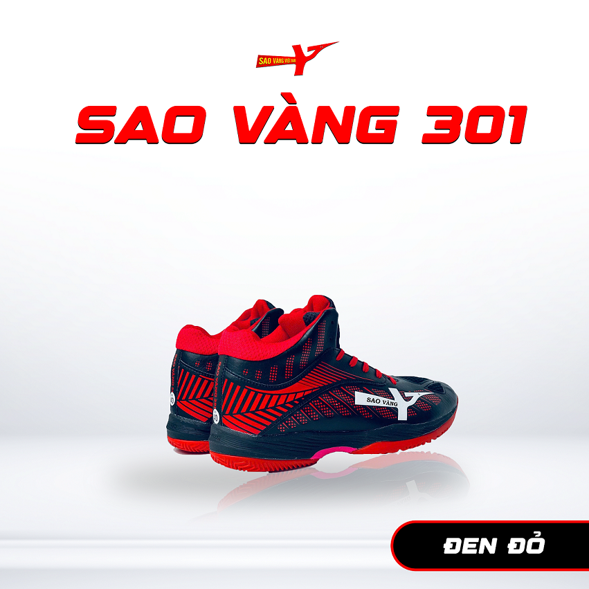 SAO VÀNG 301 ĐEN ĐỎ - FREESHIP VÀ TẶNG KÈM 1 ĐÔI TẤT, 1 ĐÔI LÓT, 1 ĐÔI DÂY