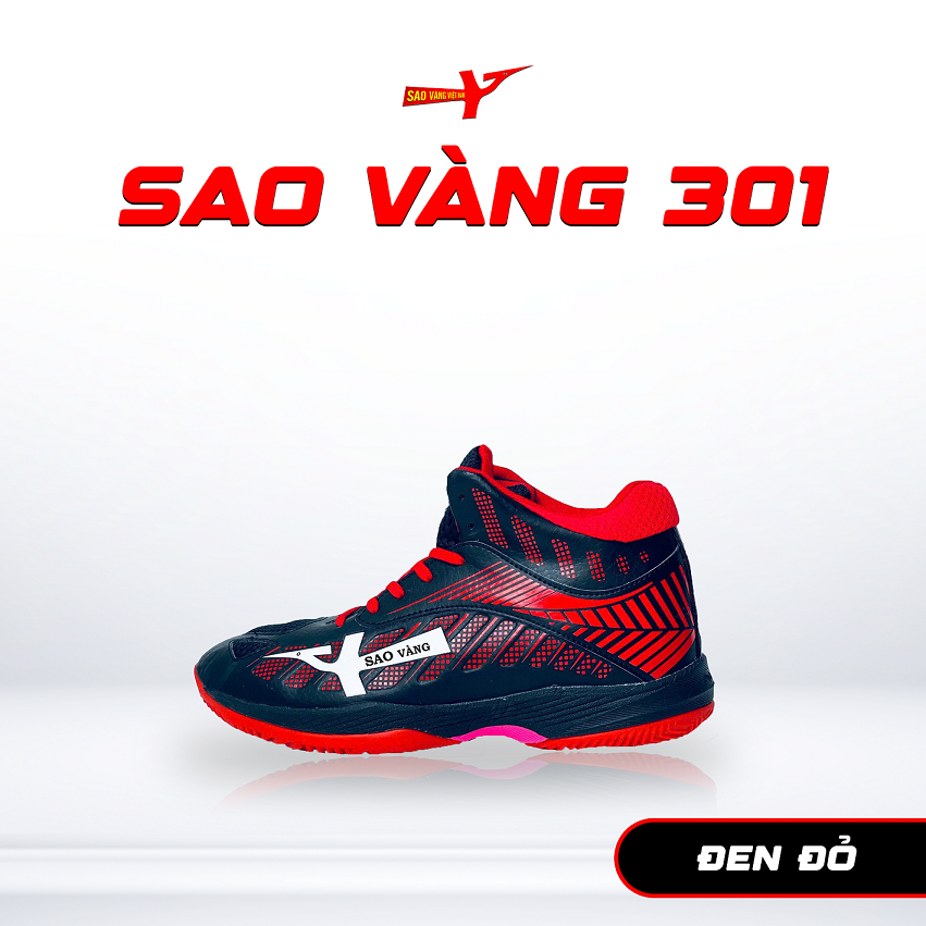 SAO VÀNG 301 ĐEN ĐỎ - FREESHIP VÀ TẶNG KÈM 1 ĐÔI TẤT, 1 ĐÔI LÓT, 1 ĐÔI DÂY