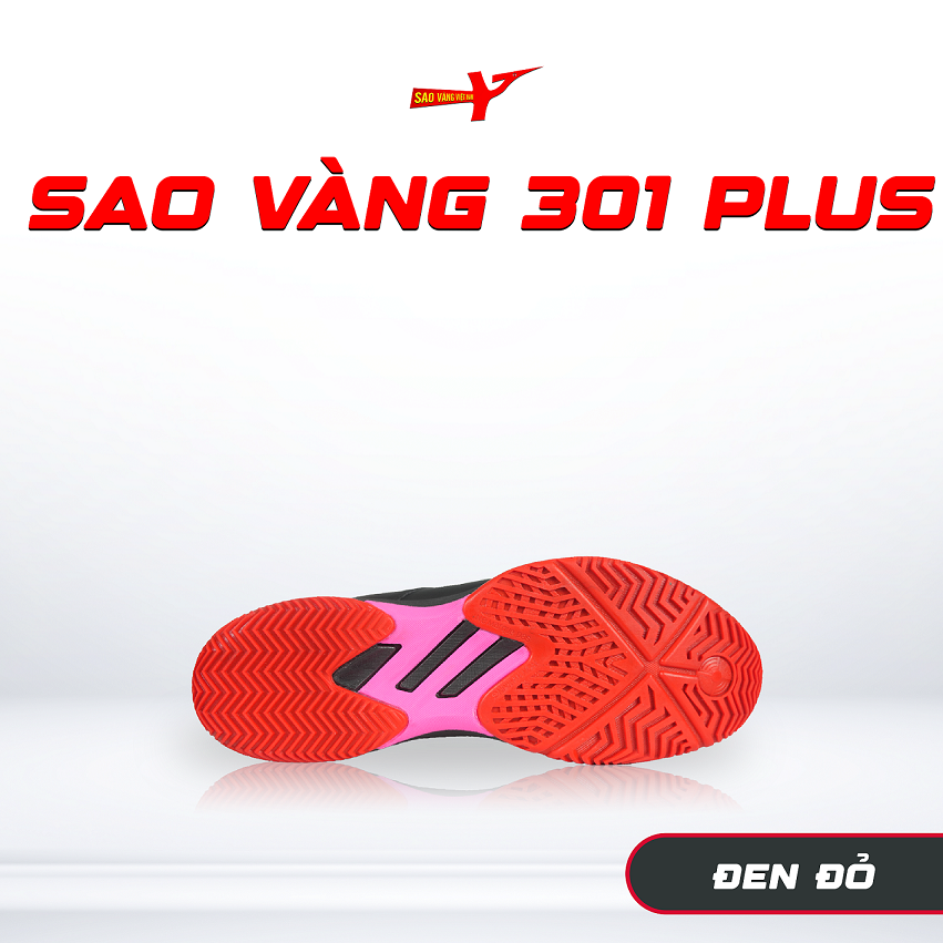 SAO VÀNG 301 PLUS ĐEN ĐỎ - FREESHIP VÀ TẶNG KÈM 1 ĐÔI TẤT, 1 ĐÔI LÓT, 1 ĐÔI DÂY