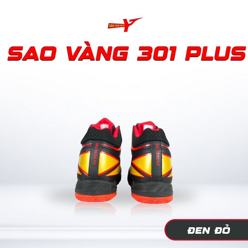 SAO VÀNG 301 PLUS ĐEN ĐỎ - FREESHIP VÀ TẶNG KÈM 1 ĐÔI TẤT, 1 ĐÔI LÓT, 1 ĐÔI DÂY