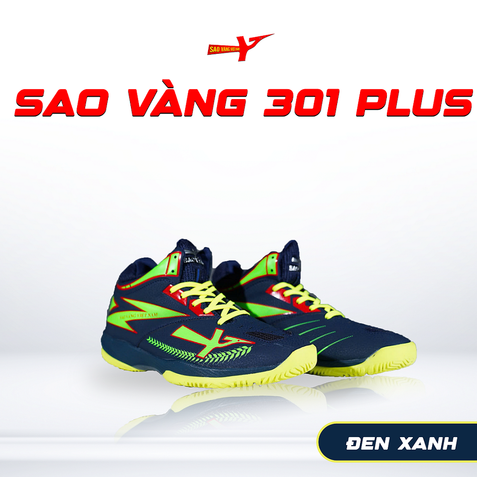 SAO VÀNG 301 PLUS ĐEN XANH - FREESHIP VÀ TẶNG KÈM 1 ĐÔI TẤT, 1 ĐÔI LÓT, 1 ĐÔI DÂY