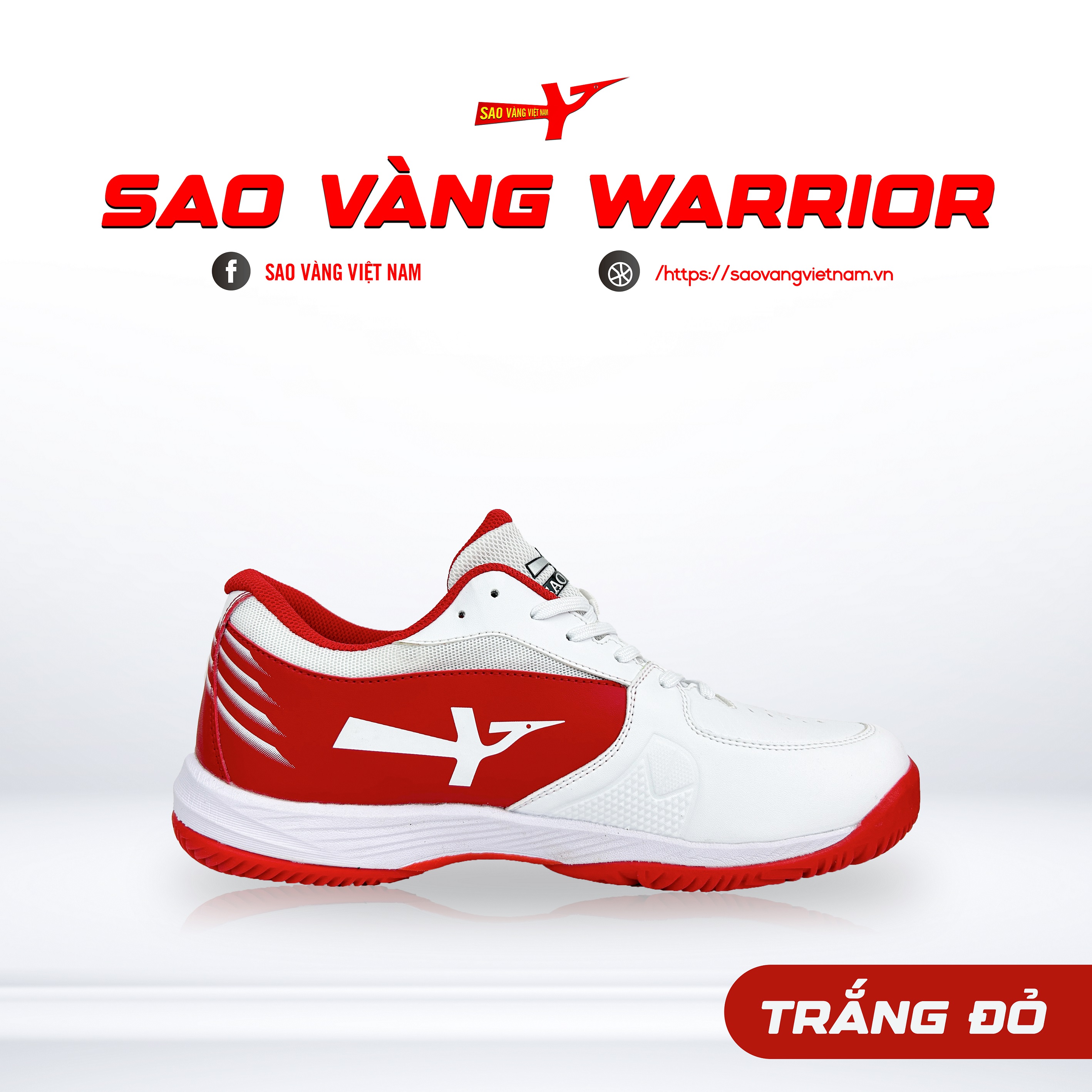 GIÀY SAO VÀNG WARRIOR TRẮNG ĐỎ - FREESHIP VÀ TẶNG KÈM 1 ĐÔI TẤT, 1 ĐÔI LÓT, 1 ĐÔI DÂY