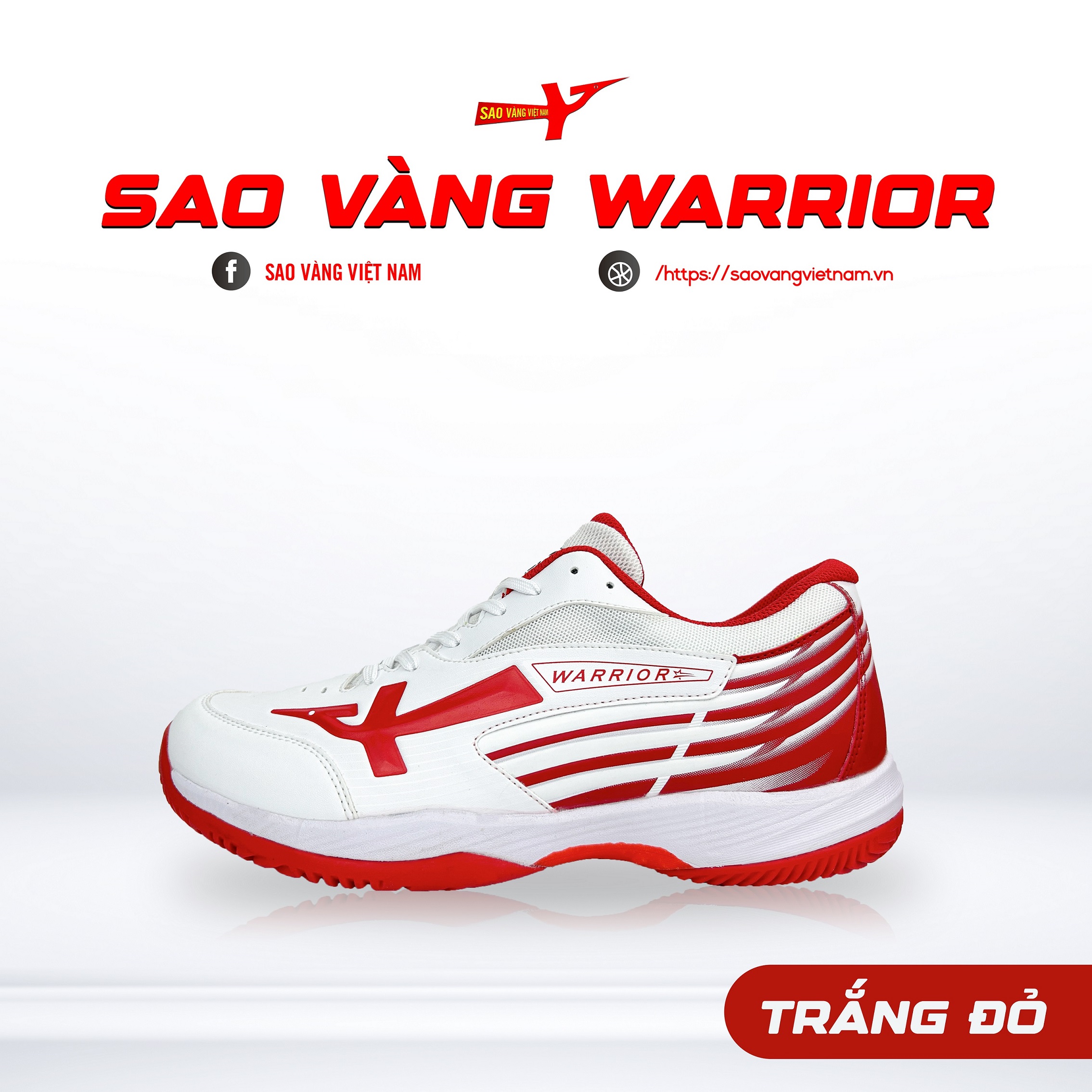 GIÀY SAO VÀNG WARRIOR TRẮNG ĐỎ - FREESHIP VÀ TẶNG KÈM 1 ĐÔI TẤT, 1 ĐÔI LÓT, 1 ĐÔI DÂY