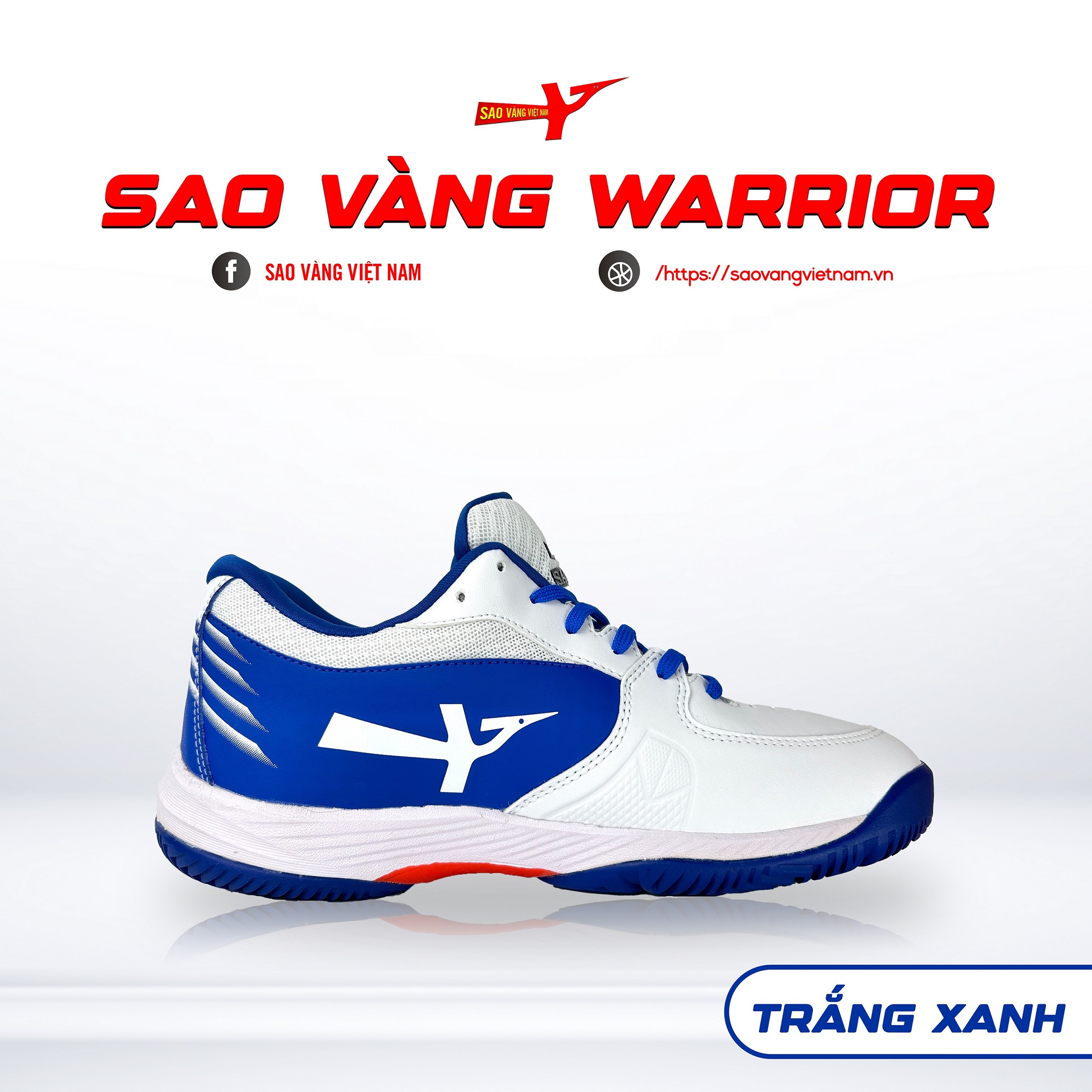 GIÀY SAO VÀNG WARRIOR TRẮNG XANH - FREESHIP VÀ TẶNG KÈM 1 ĐÔI TẤT, 1 ĐÔI LÓT, 1 ĐÔI DÂY