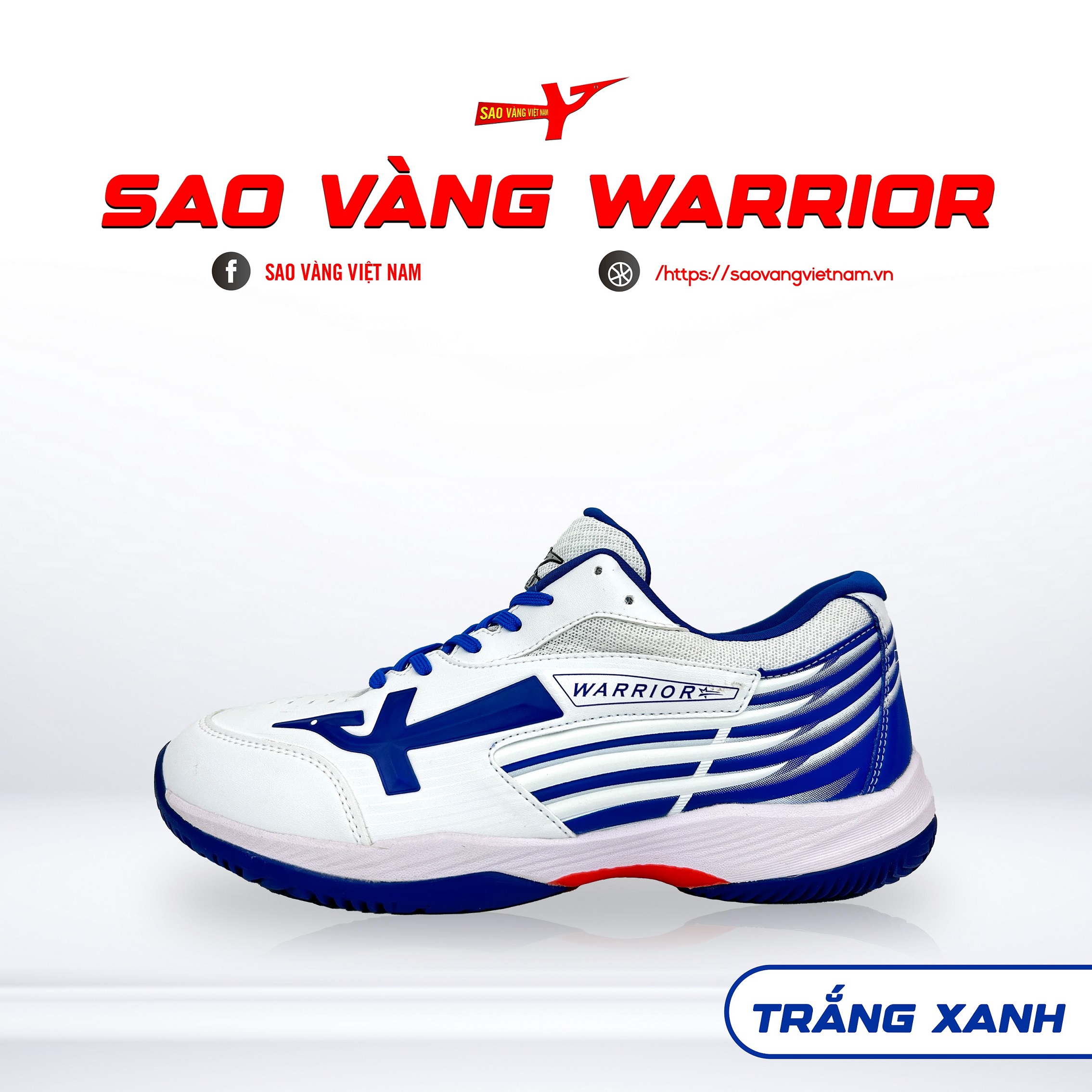 GIÀY SAO VÀNG WARRIOR TRẮNG XANH - FREESHIP VÀ TẶNG KÈM 1 ĐÔI TẤT, 1 ĐÔI LÓT, 1 ĐÔI DÂY