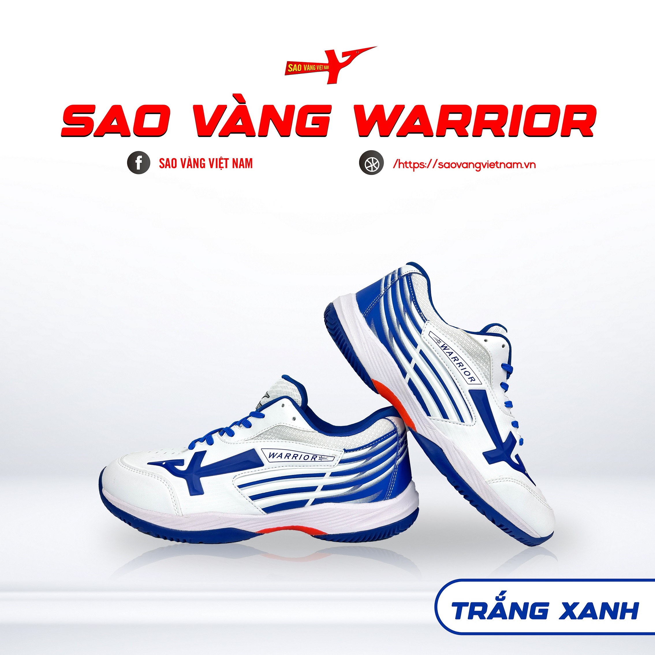 GIÀY SAO VÀNG WARRIOR TRẮNG XANH - FREESHIP VÀ TẶNG KÈM 1 ĐÔI TẤT, 1 ĐÔI LÓT, 1 ĐÔI DÂY