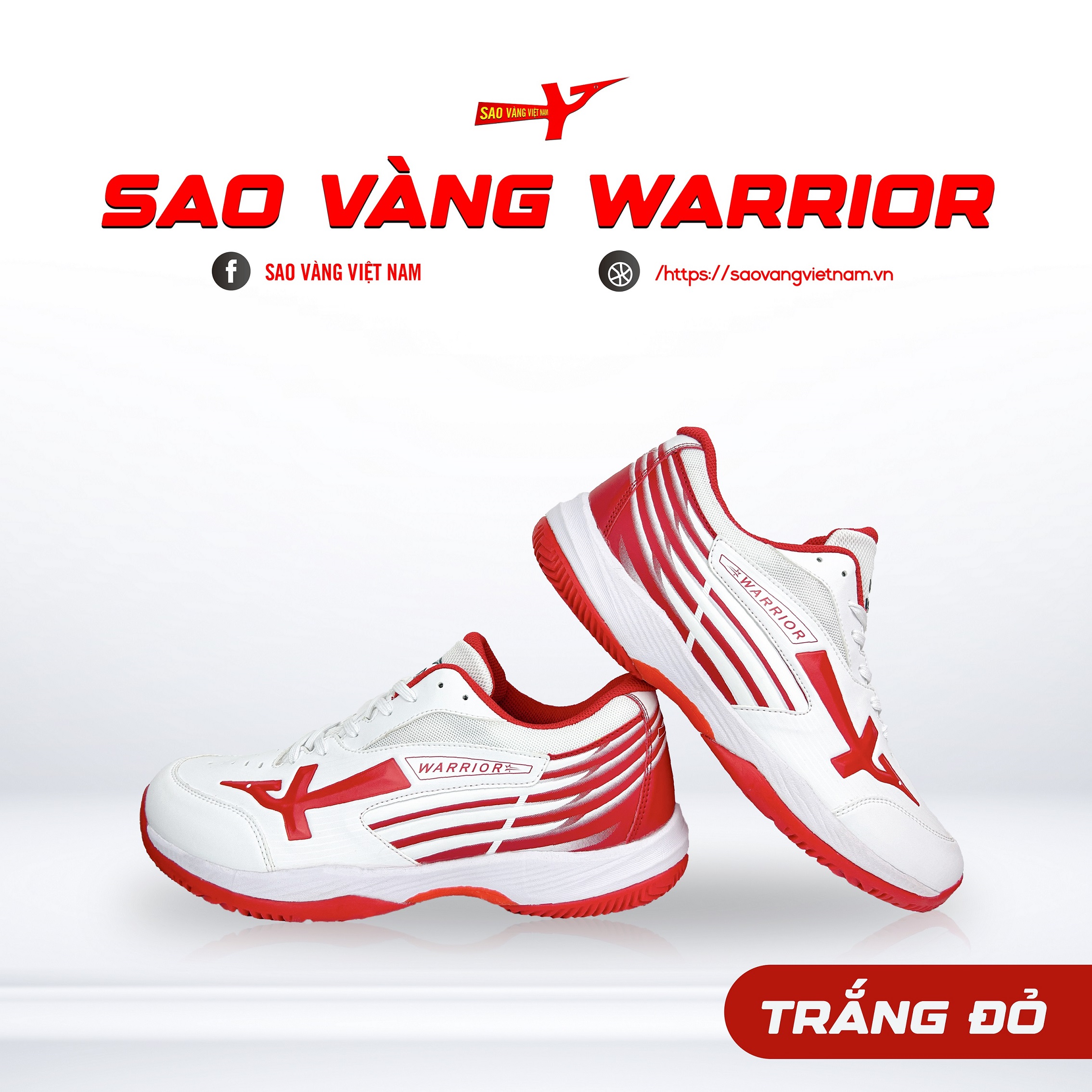 GIÀY SAO VÀNG WARRIOR TRẮNG ĐỎ - FREESHIP VÀ TẶNG KÈM 1 ĐÔI TẤT, 1 ĐÔI LÓT, 1 ĐÔI DÂY